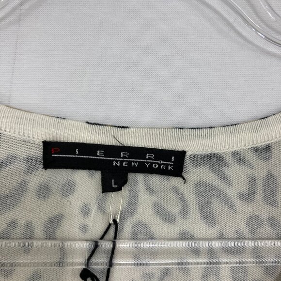 New PIERRI New York Large Leopard Beaded Stretch Knit Long Sleeve Sweater - Picture 2 of 8